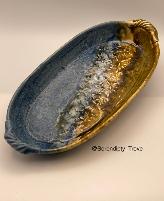"Seaward Bound" - Oval serving platter with handle